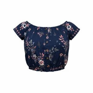 Nwt Mudd Floral Boho Ruffled Elastic Hem Button Front Womens Size Medium